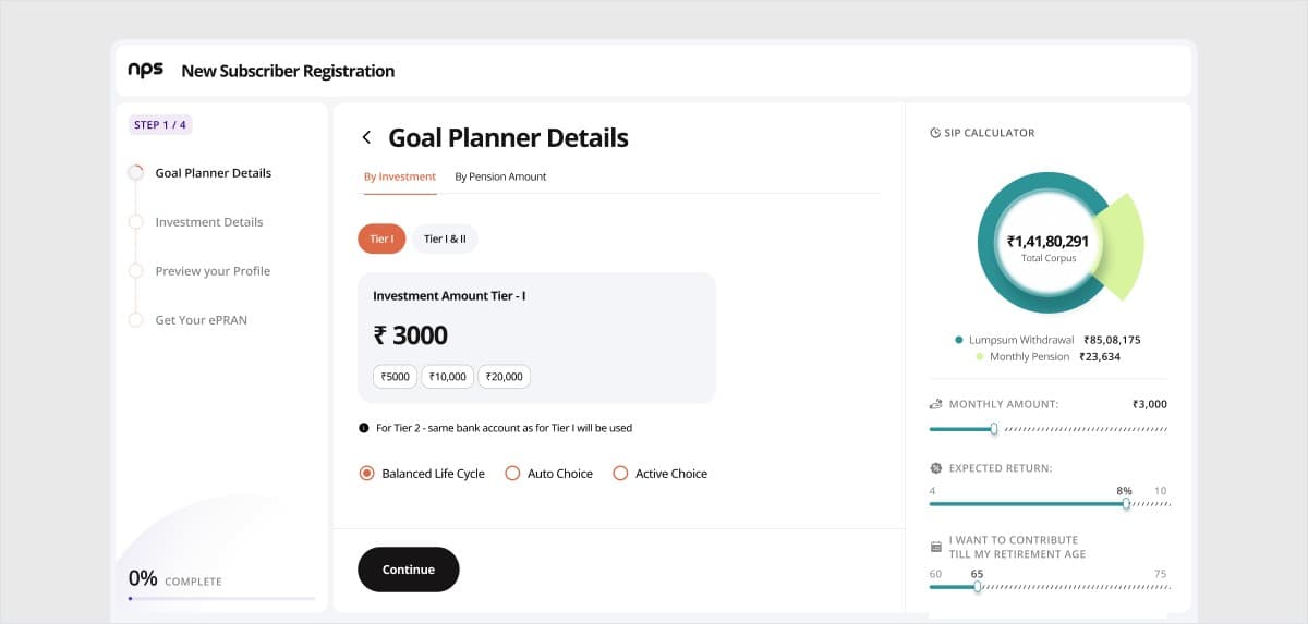 After: the redesigned goal planner with step tracker and SIP calculator