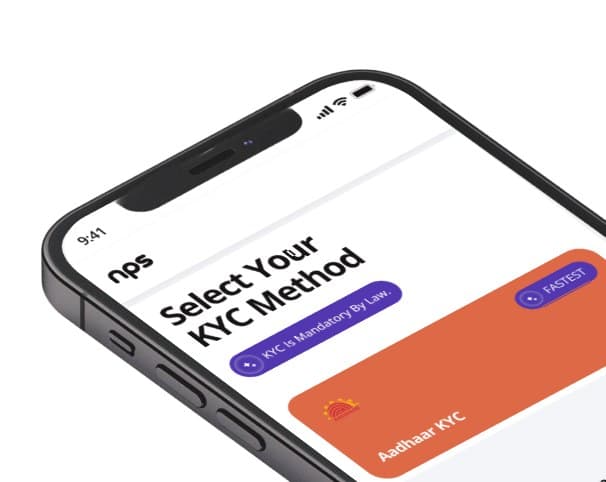 Phone showing the Select Your KYC Method screen with Aadhaar KYC