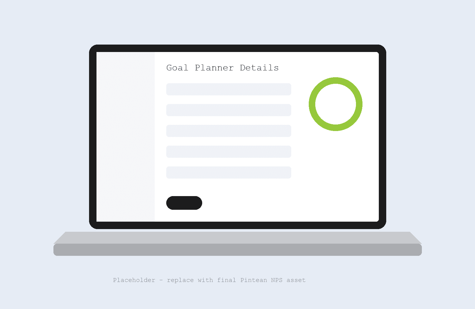 Pintean NPS goal planner screen displayed on a laptop
