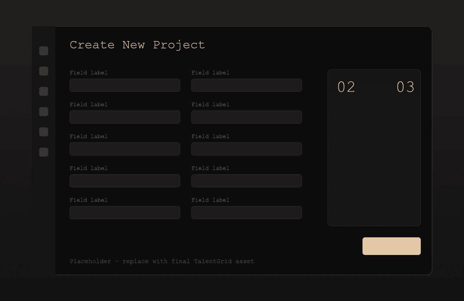 TalentGrid dashboard showing the Create New Project flow